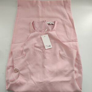 Likely Kiona Bodycon Slit Pearl Heart Embellished Dress Size 12 Light Pink